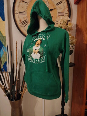 ELF “omg! Santa” Green Hoodie | Juniors M (7-9)